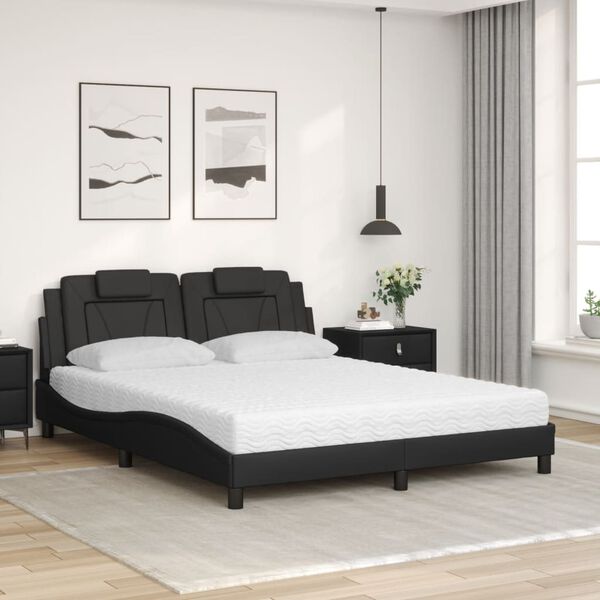 vidaXL Bett "Viana" mit Matratze Schwarz 160x200 cm Kunstleder