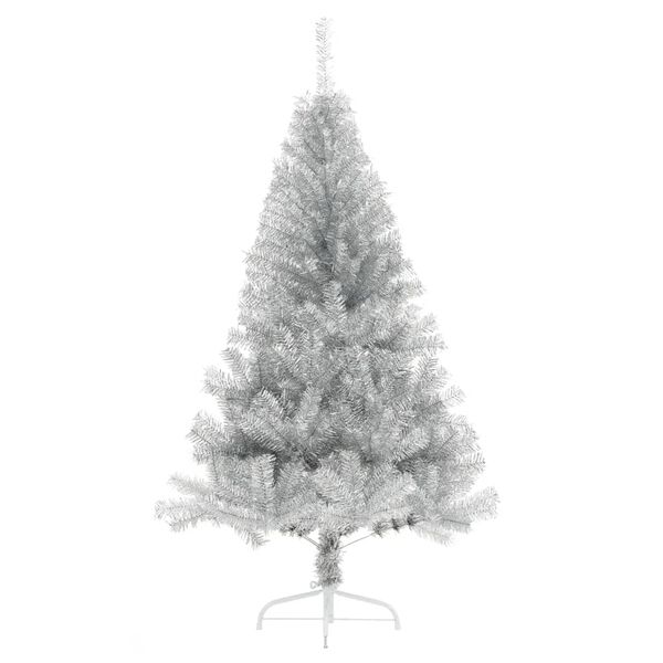 vidaXL Künstlicher Halb-Weihnachtsbaum mit Ständer Silber 180 cm PET