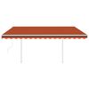 vidaXL Markise Automatisch Einziehbar mit Pfosten 4x3 m Orange Braun