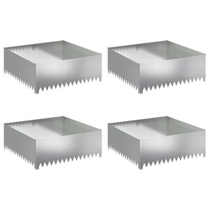 vidaXL Raseneinfassung 4 pcs 100 x 100 x 35 cm Stahl Silber