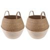 vidaXL Pflanzenk&uuml;bel mit Griffen 2 Stk. Wei&szlig; &Oslash; 32 x 32 cm 100% Seegras