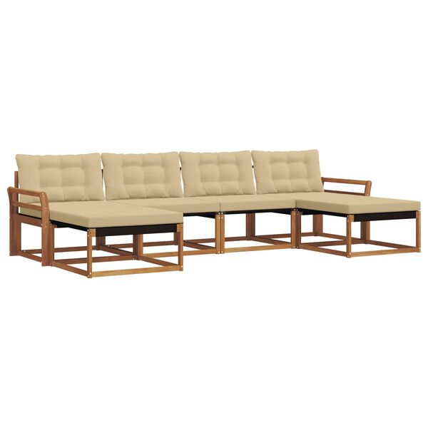 vidaXL Outdoor-Sofagarnitur mit Kissen 6 pcs Natur und Beige