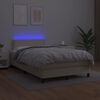 vidaXL Boxspringbett mit Matratze & LED Creme 120x200 cm Kunstleder