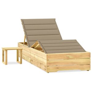 vidaXL Garten-Sonnenliege mit Tisch und Auflage Kiefer Impr&auml;gniert