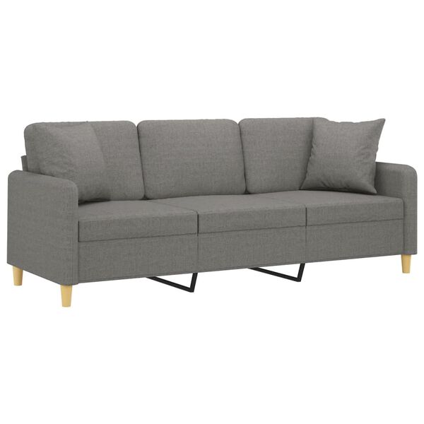 vidaXL 3-Sitzer-Sofa mit Kissen Dunkelgrau 180 cm Stoff
