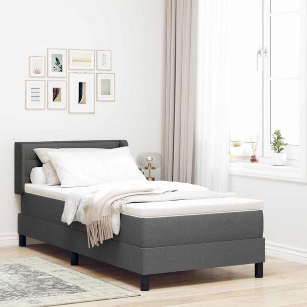 vidaXL Boxspringbett mit Matratze Dunkelgrau 200 x 80 cm Polyester