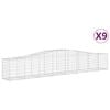 vidaXL Gabionen mit Hochbogen 9 Stk. 400x50x60/80cm Verzinktes Eisen