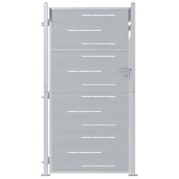 vidaXL Gartentor mit Schloss Silber 96 x 200 cm Edelstahl