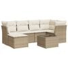 vidaXL 7-tlg. Garten-Sofagarnitur mit Kissen Beige Poly Rattan