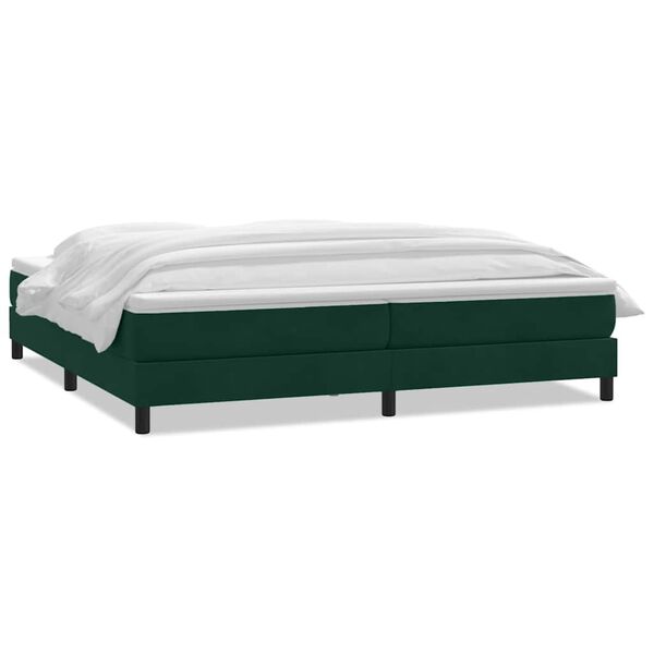 vidaXL Boxspringbett mit Matratze Dunkelgr&uuml;n 180x220 cm Samt