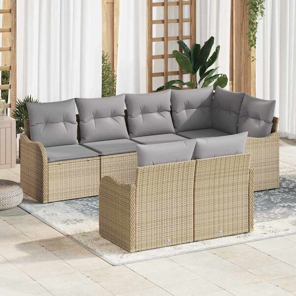 vidaXL Gartensofa-set Beige Poly-Rattan