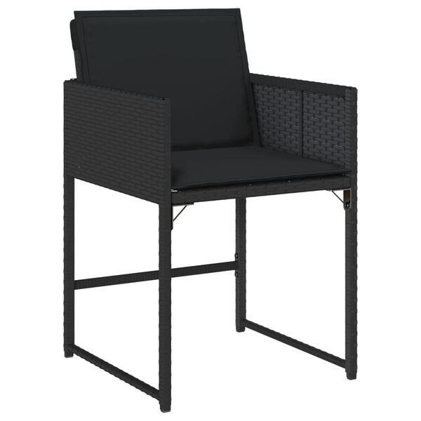 vidaXL 7-tlg. Garten-Essgruppe mit Kissen Schwarz Poly Rattan