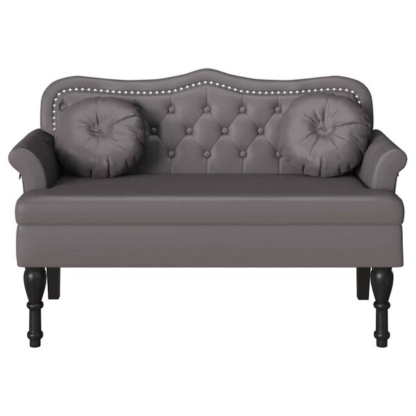 vidaXL Chesterfield Bank mit Kissen Grau 120,5 x 65 x 75 cm Kunstleder