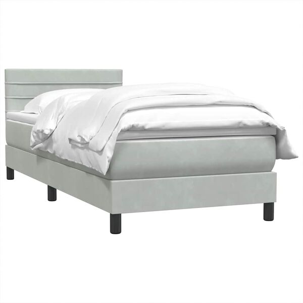 vidaXL Boxspringbett mit Matratze Hellgrau 100x220 cm Samt