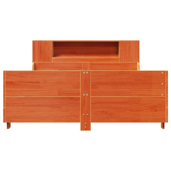 vidaXL Massivholzbett ohne Matratze Wachsbraun 135x190 cm Kiefernholz