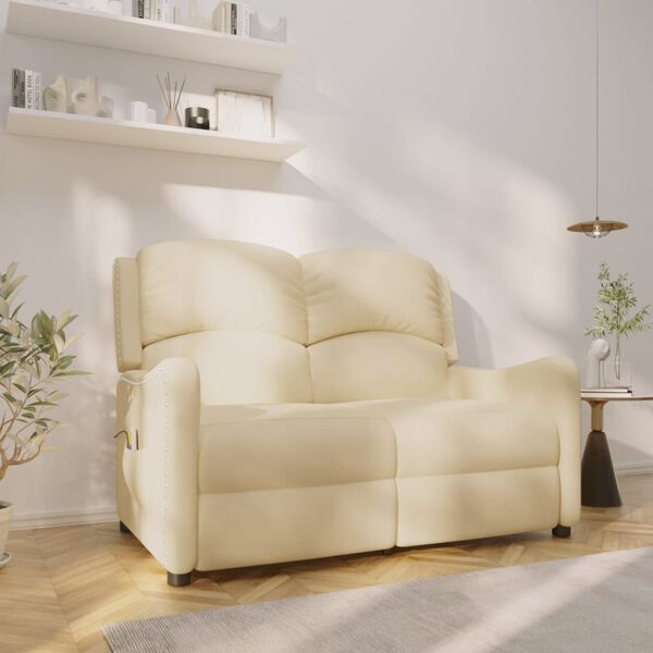 vidaXL 2-Sitzer Massagesessel Creme Stoff