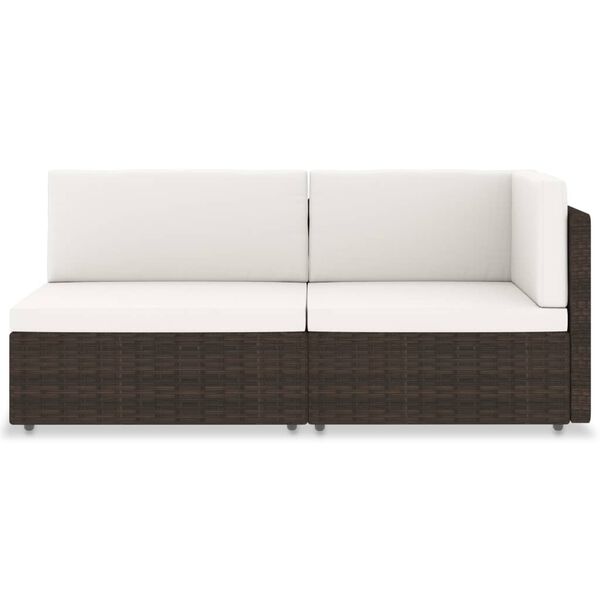 vidaXL Modulares 2-Sitzer-Sofa Poly Rattan Braun
