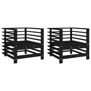 vidaXL Gartenst&uuml;hle 2 Stk. Schwarz Massivholz Kiefer