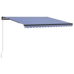 vidaXL Einziehbare Markise Handbetrieben 450 x 300 cm Blau und Wei&szlig;