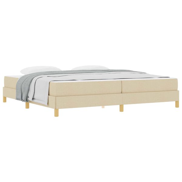 vidaXL Boxspringbett mit Matratze Creme 200 x 200 cm Stoff
