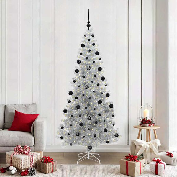 vidaXL Weihnachtsbaum mit 300 LEDs mit St&auml;nder Silber 210 cm PET