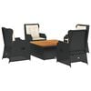 vidaXL 5-tlg. Garten-Lounge-Set mit Kissen Schwarz Poly Rattan