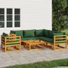 vidaXL 7-tlg. Garten-Lounge-Set mit Gr&uuml;nen Kissen Massivholz
