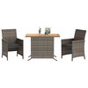 vidaXL 3-tlg. Bistro-Set mit Kissen Grau Poly Rattan