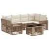 vidaXL Gartensofa-set 7 stk. Beige und Cremewei&szlig; Poly-Rattan
