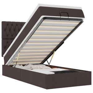 vidaXL Ottoman-Bett mit Matratze & LEDs Dunkelbraun 90x190 cm Stoff