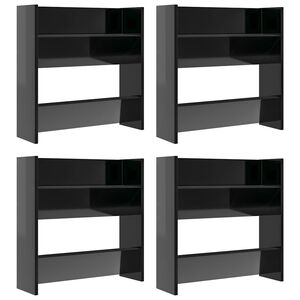 vidaXL Wand-Schuhschr&auml;nke 4 Stk. Hochglanz-Schwarz 60x18x60 cm