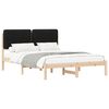vidaXL Bettgestell mit gepolstertem Kopfteil Schwarz 135 x 190 cm