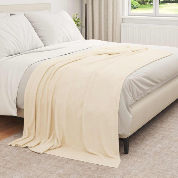 vidaXL &Uuml;berwurfdecke Creme 210 x 140 cm Fleece