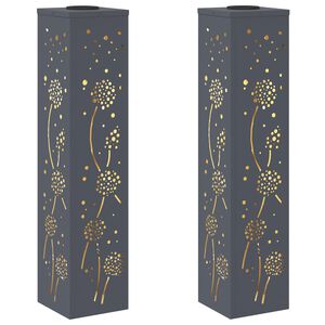 vidaXL Solar LED Weg Licht 2 stk. Warmes Wei&szlig; 18 x 18 x 80 cm