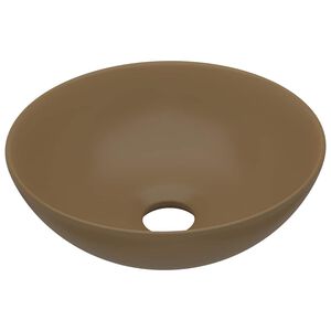 vidaXL Waschbecken Keramik Mattcreme Rund