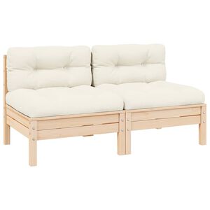 vidaXL Gartensofa 2-Sitzer mit Kissen in Creme Massivholz Kiefer