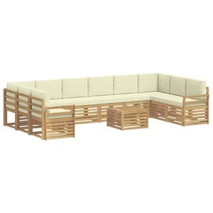 vidaXL Outdoor-Sofagarnitur 11 stk. Wei&szlig; und Creme Polyester