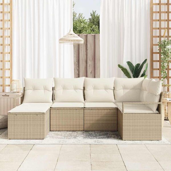 vidaXL Sofa Set mit Kissen 8 pcs Beige und Creme Poly-Rattan