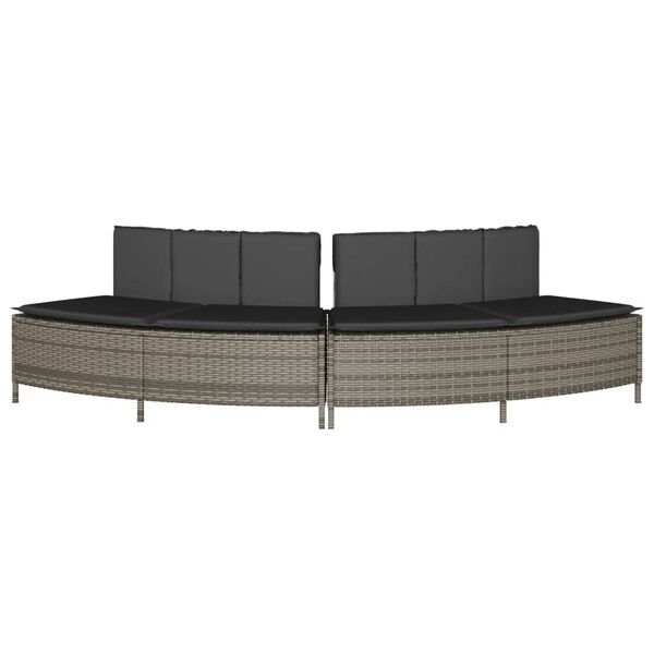 vidaXL Whirlpool-B&auml;nke mit Auflagen 2 Stk. Grau Poly Rattan