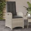 vidaXL Gartensessel mit Kissen 2 Stk. Verstellbar Hellgrau Poly Rattan
