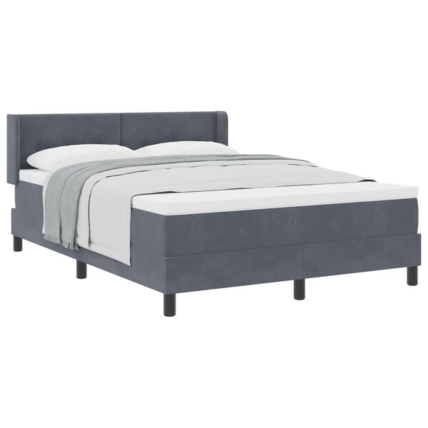 vidaXL Boxspringbett mit Matratze Dunkelgrau 200 x 140 cm Samt