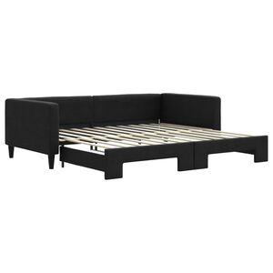 vidaXL Tagesbett Ausziehbar Schwarz 100x200 cm Stoff