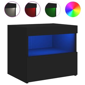 vidaXL Nachttisch mit LED-Leuchten Schwarz 50x40x45 cm
