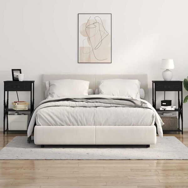 vidaXL Nachttisch Schwarz Eichen-Optik 41 x 31 x 76 cm Holzwerkstoff