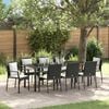 vidaXL Garten Essgruppe mit Kissen 9 pcs Schwarz Poly-Rattan