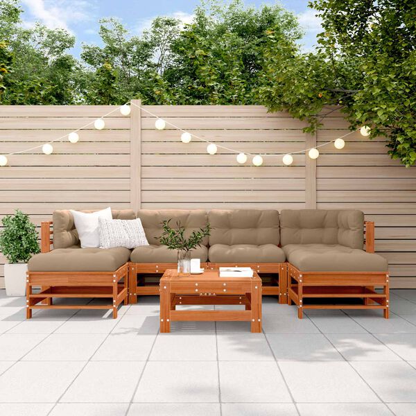 vidaXL Garten-Lounge-Set 7 pcs Wachsbraun Massives Kiefernholz