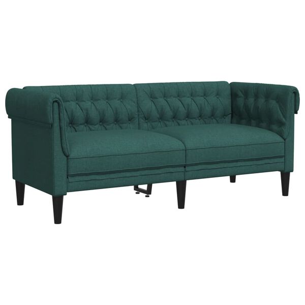 vidaXL Chesterfield-Sofa 2-Sitzer Dunkelgrün Stoff
