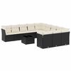 vidaXL 12-tlg. Garten-Sofagarnitur mit Kissen Schwarz Poly Rattan