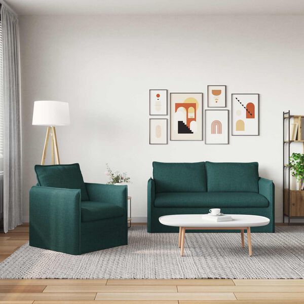 vidaXL Sofa Set 2 pcs Dunkelgr&uuml;n 196 x 82 x 85 cm Stoff