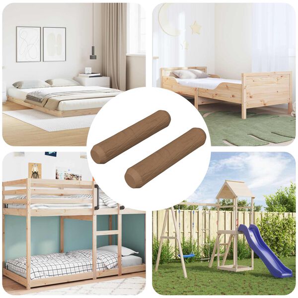 vidaXL Holzd&uuml;bel 2 pcs Braun &Oslash;8 x 35 mm Massivholz